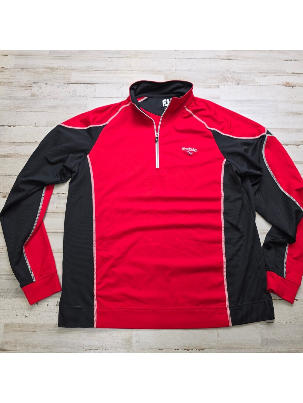 FootJoy Men's Quarter Zip Pullover Medium Red Black WestRidge Golf Course